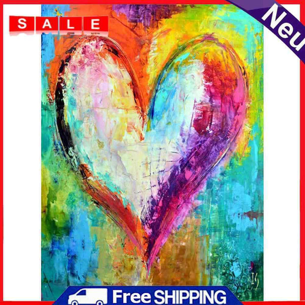 Painting By Numbers DIY Kit Colorful Heart Canvas Oil Art Picture for Home Decor