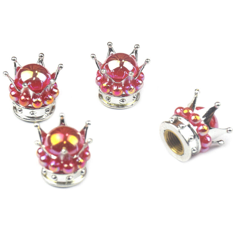 Diamond-Encrusted Crown Auto Valve Caps Universal Car Wheel Tire Valve Cover Cap