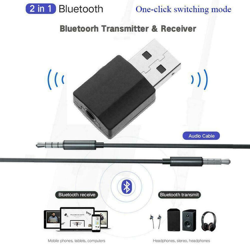USB Bluetooth 5.0 Audio Adapter Transmitter Receiver Speaker For TV AUX I6G1