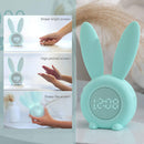 LED Smart Clock Cute Rabbit Alarm Bedside Sleep Night Light Wake Up (Green)