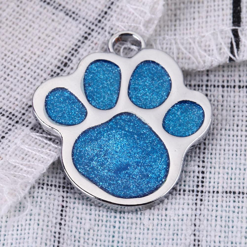 Stainless Steel Glitter Custom Pet Dog Tag Engraved Feet Card(Blue) Newly