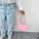 Autumn Winter Retro Women Hobos Underarm Bag Chain Plush Large Capacity Handbags