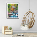 5D Diamond Painting Kit House Waterfall Full Round Drill Rhinestone DIY Art