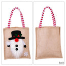 Christmas Decoration Burlap Gift Bag Cartoon Handbag for Candy Containers (B)