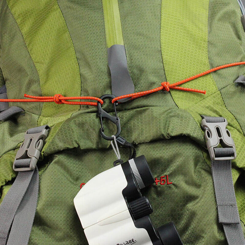 Reflective Paracord Lanyard Elastic Outdoor Camping Tent Rope w/ Carabiner