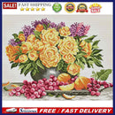 14CT Full Cross Stitch Gorgeous Vase Stamped DIY Embroidery Kits Handmade Crafts