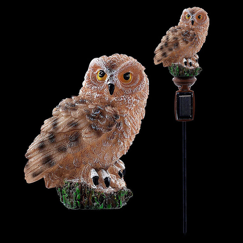 LED Solar Lights Owl Lawn Stakes Lamp Yard Art Home Garden Decor (Brown) Newly