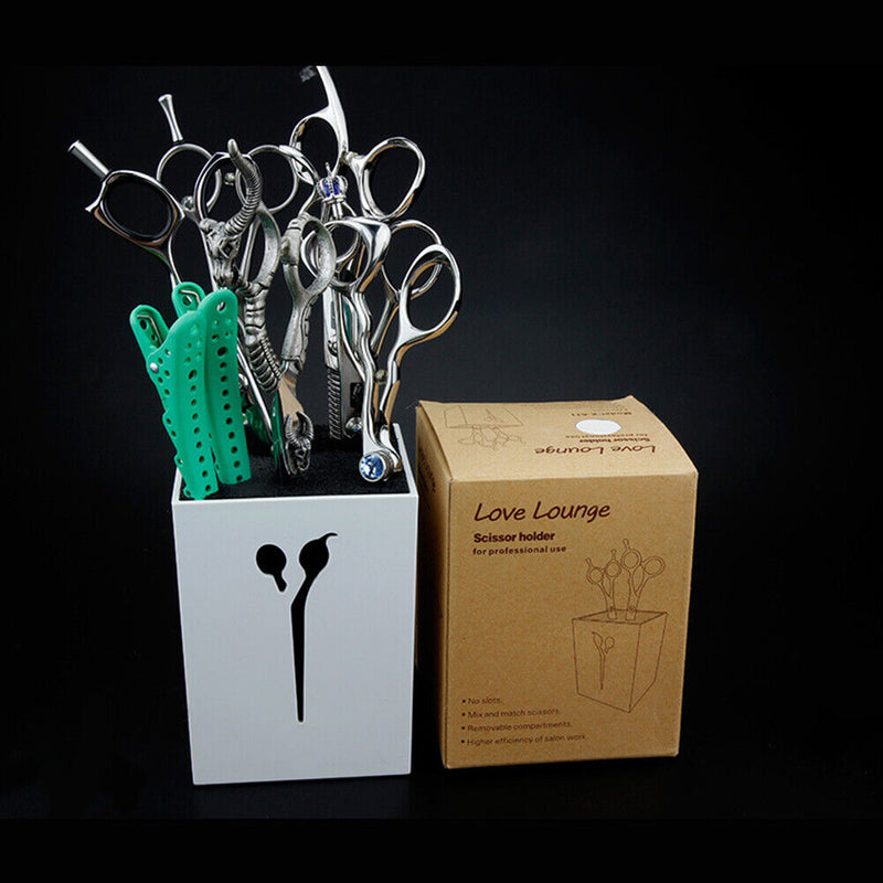 Hairdressing Scissors Holder Storage Box Hair Clips Comb Organizer (White) Newly