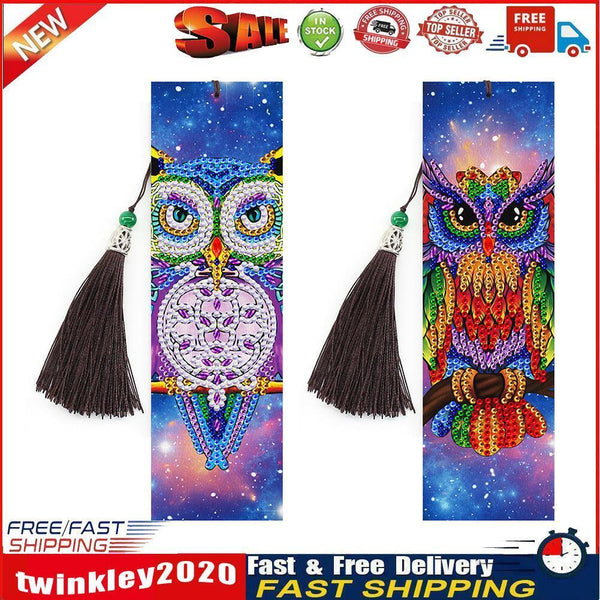 2pcs Birds DIY Special Shaped Diamond Painting Leather Embroidery Bookmark Newly