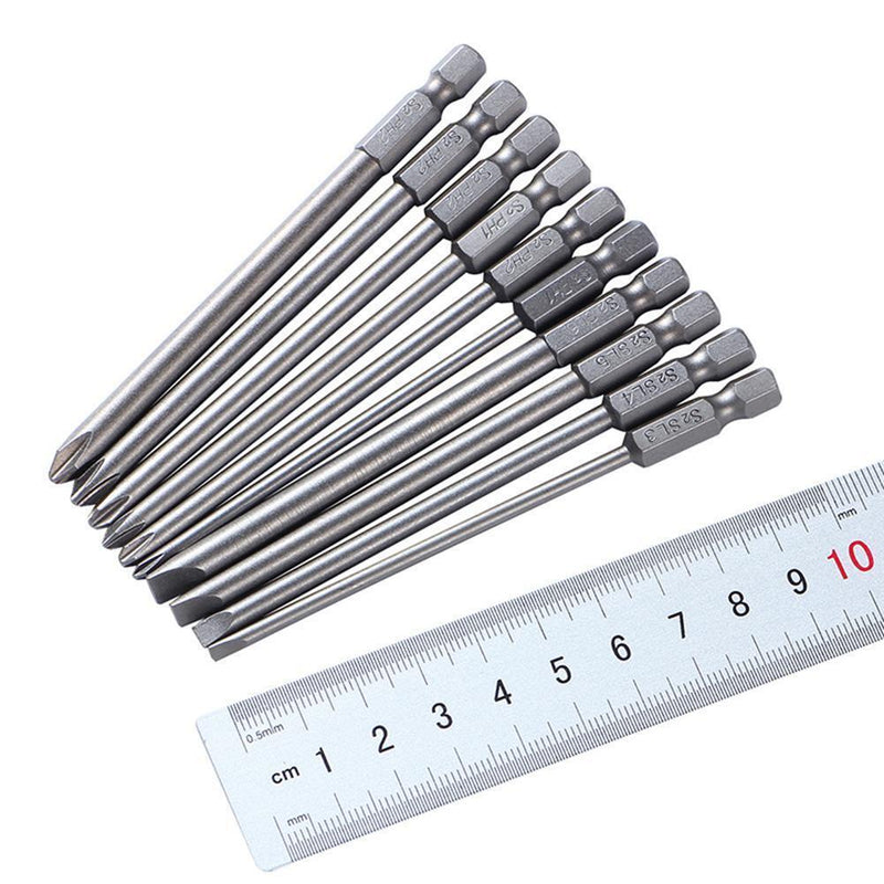 10pcs/set 100mm Alloy Steel S2 Slotted Phillips Screwdriver Bits Batches Newly