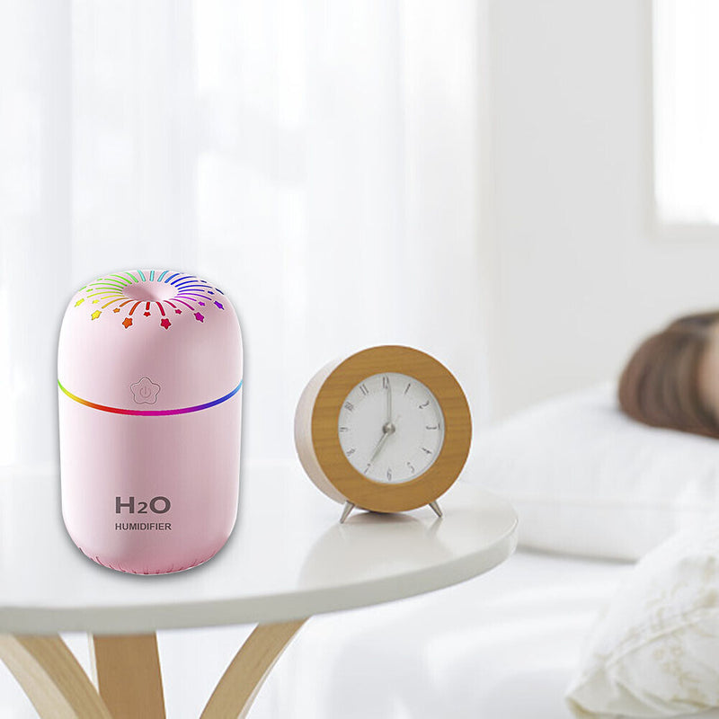 USB Night Light Air Humidifier Home Car Desktop Aroma Oil Diffuser (Pink)
