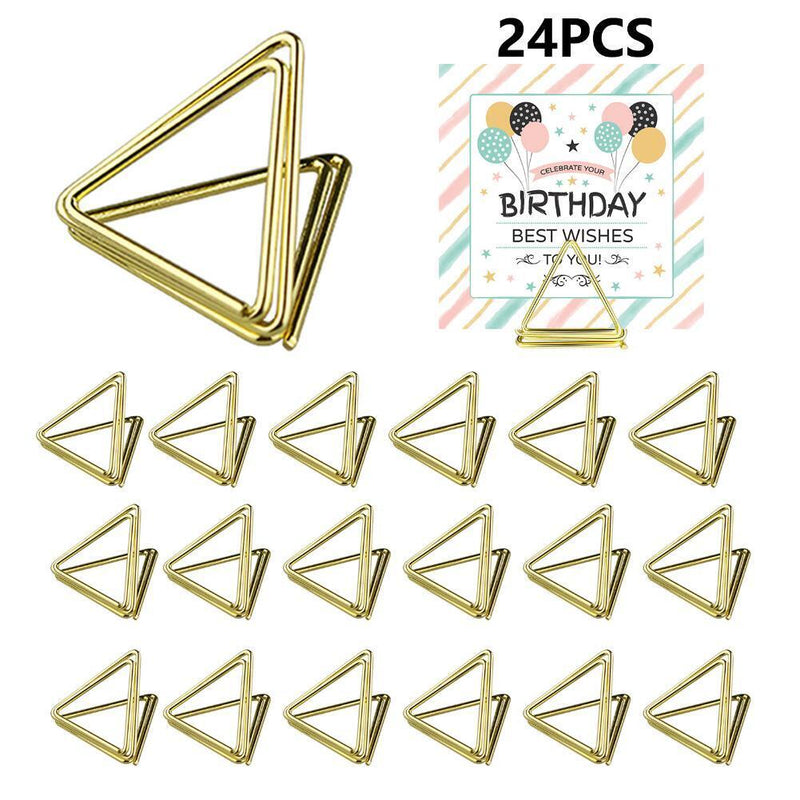 Place Card Holder 24 Pack Picture Display Table Number Stands - Triangle