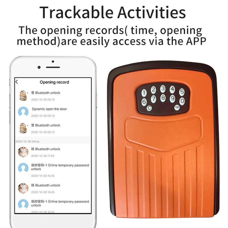 BOX02 Waterproof Smart Key Storage Box w/ Code Tuya APP Unlocking (Orange) Newly