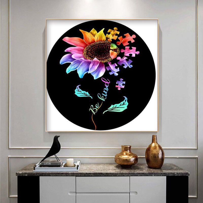 DIY Round Drill Diamond Painting Sunflower 5D Rhinestone Mosaic for Wall Gift