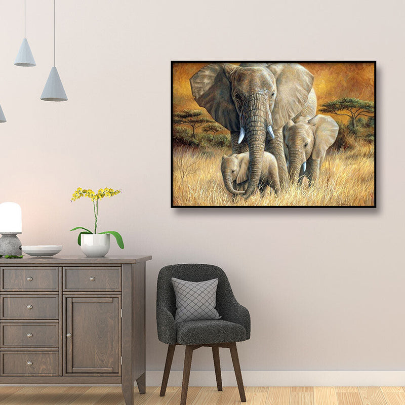 Home Decoration Grassland Elephant DIY Full Round Drill Diamond Painting Kit