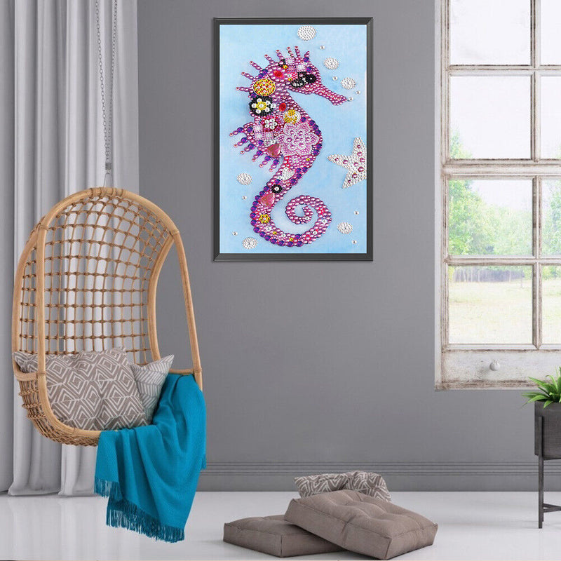 5D Diamond Painting Kit DIY Hippocampus Partial Special Shape Drill (KA353)