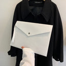 Women Felt Solid Color Envelop Bag Large Capacity Clutch Bags (White)