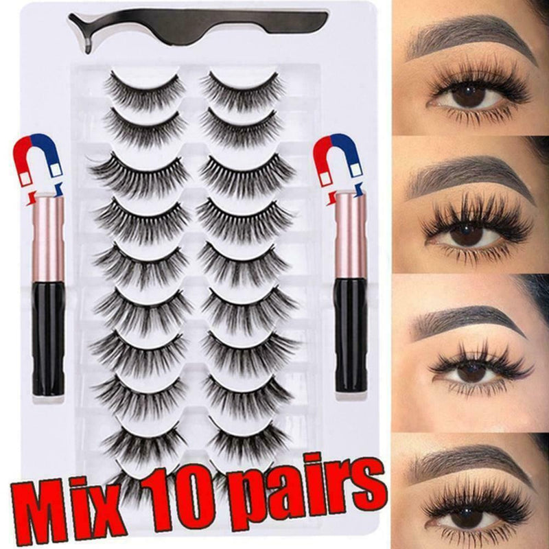 Magnetic Eyelashs Magnet Liquid Eyeliner Lashes Tweezer Long Last P2C2