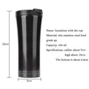 Stainless Steel Vacuum Thermal Bottle Unisex Coffee Tea Insulated Cup(Black