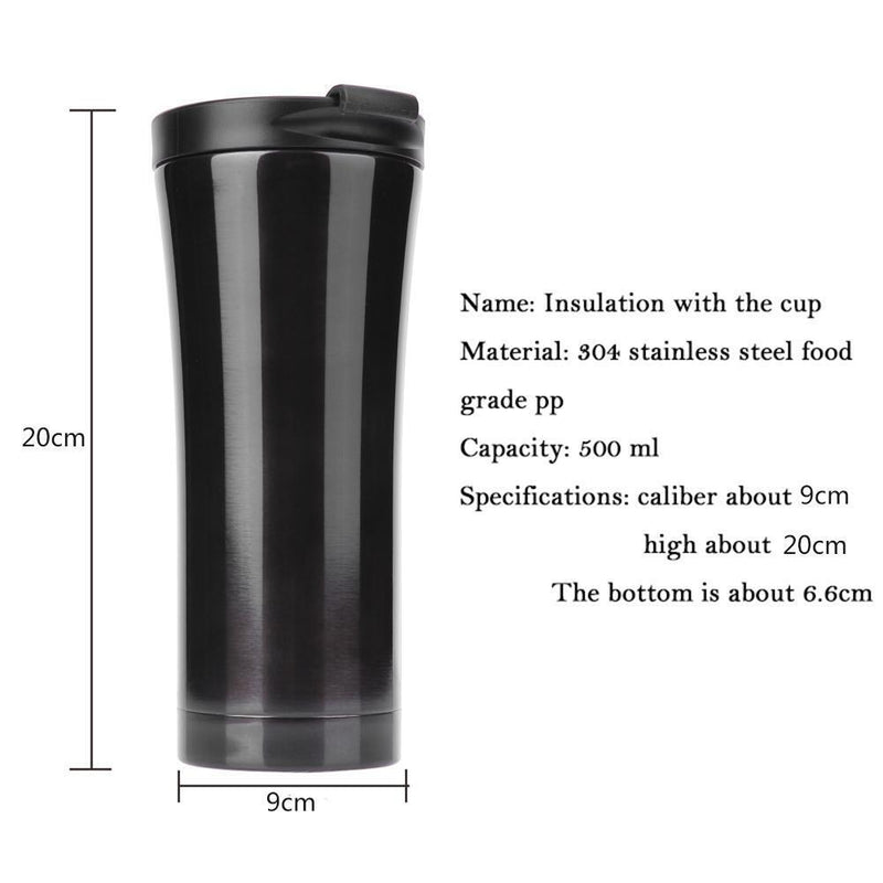 Stainless Steel Vacuum Thermal Bottle Unisex Coffee Tea Insulated Cup(Black