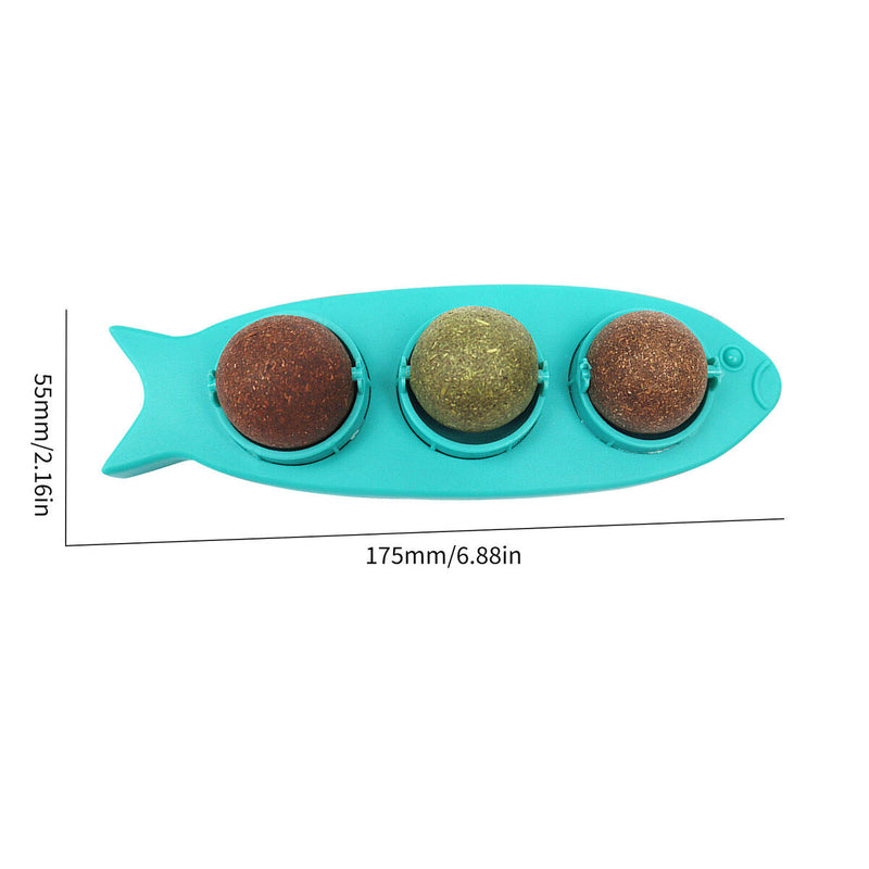 Cat Mint Ball Toys - Catnip Roller Treats Kitten Chewing Toys for Wall Moun