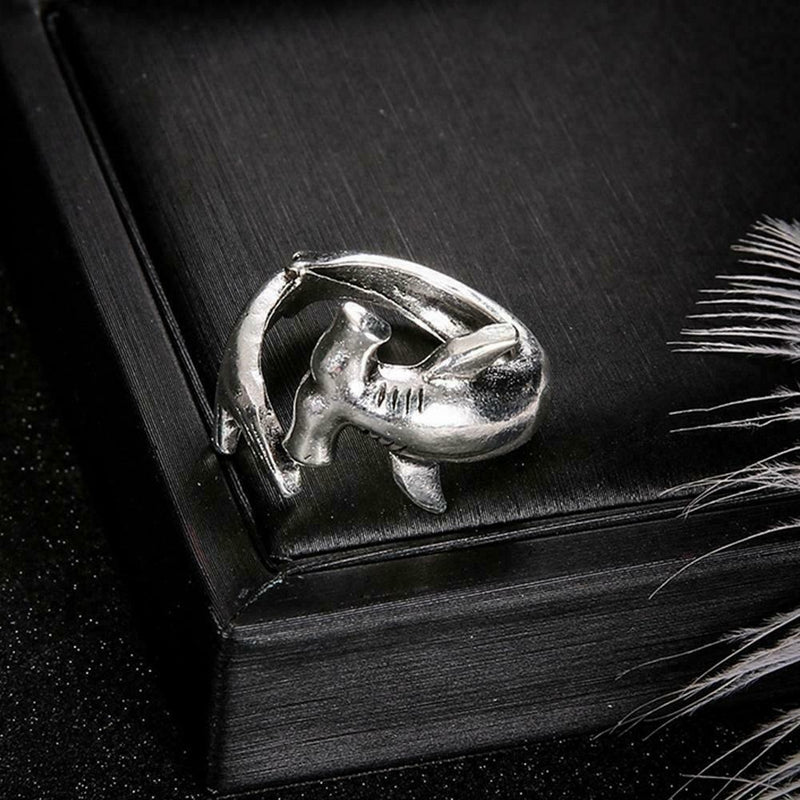 2 Pcs/Set Simple Adjustable Alloy Shark Open Rings Jewelry Gi1r Unisex O4J6