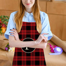 Plaid P Print Apron Linen Waterproof Cooking Bibs Chefs Pinafore (68X55CM)