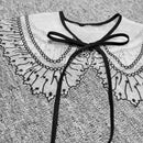 Organza False Collar Women Lace Fashion Sweet Decorative Collar (Black)