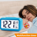Temperature Alarm Clock LED Digital Backlight Calendar Snooze Clock (Blue)