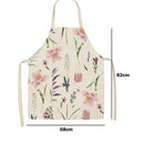 Fresh Flower Printed Linen Apron Kitchen Waterproof Bibs Pinafore (82x68cm)