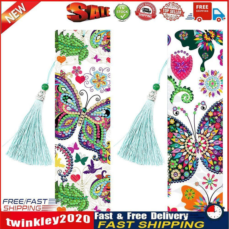 2x Butterfly Diamond Painting Bookmark DIY Special Shaped Tassel (SQ27) Newly