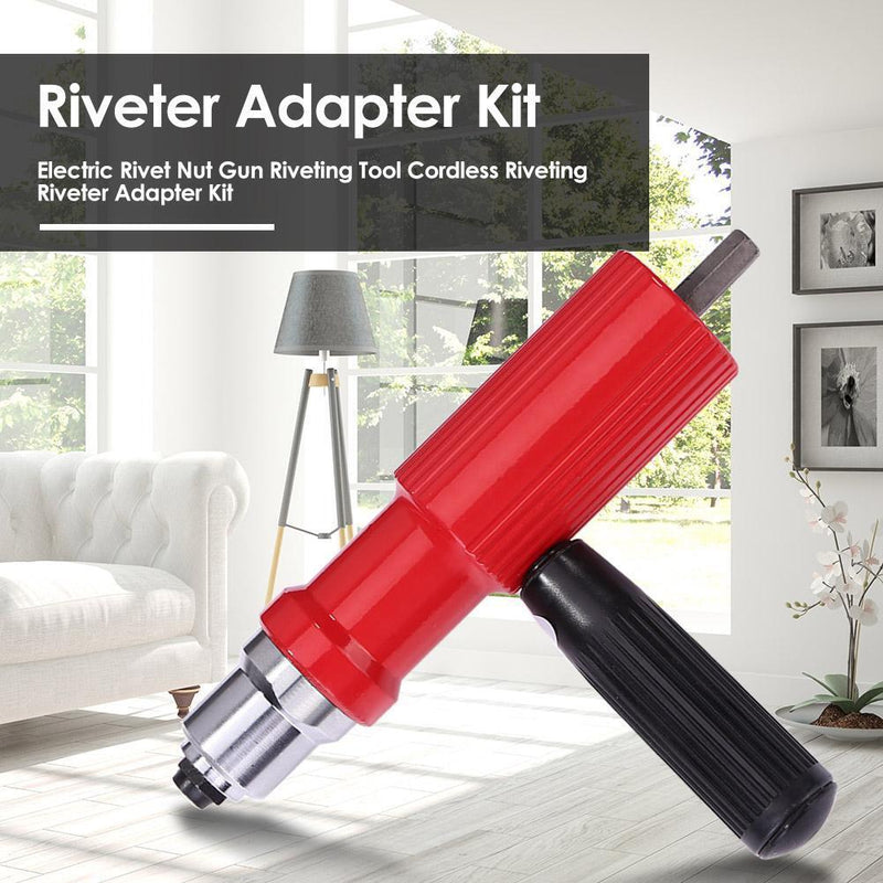 Electric Rivet Nut Gun Riveting Tool Cordless Riveter Adapter Kit (Red) Newly