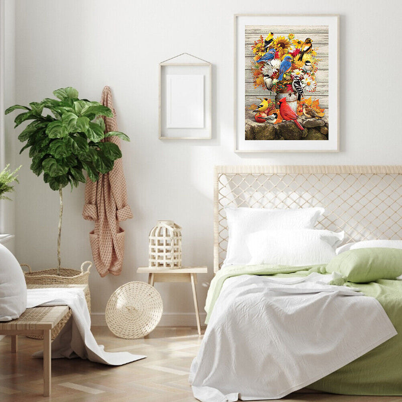 Canvas Painted Oil Paint By Numbers Bird Animal DIY Wall Art Bedroom Home Dec
