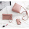 4pcs Set Women Bag Fashion Solid PU Single Shoulder Messenger Bags(Pink)