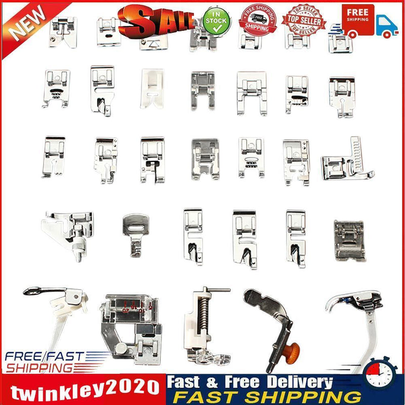 32 PCS Domestic Sewing Machine Foot Feet For Brother Singer Set Newly