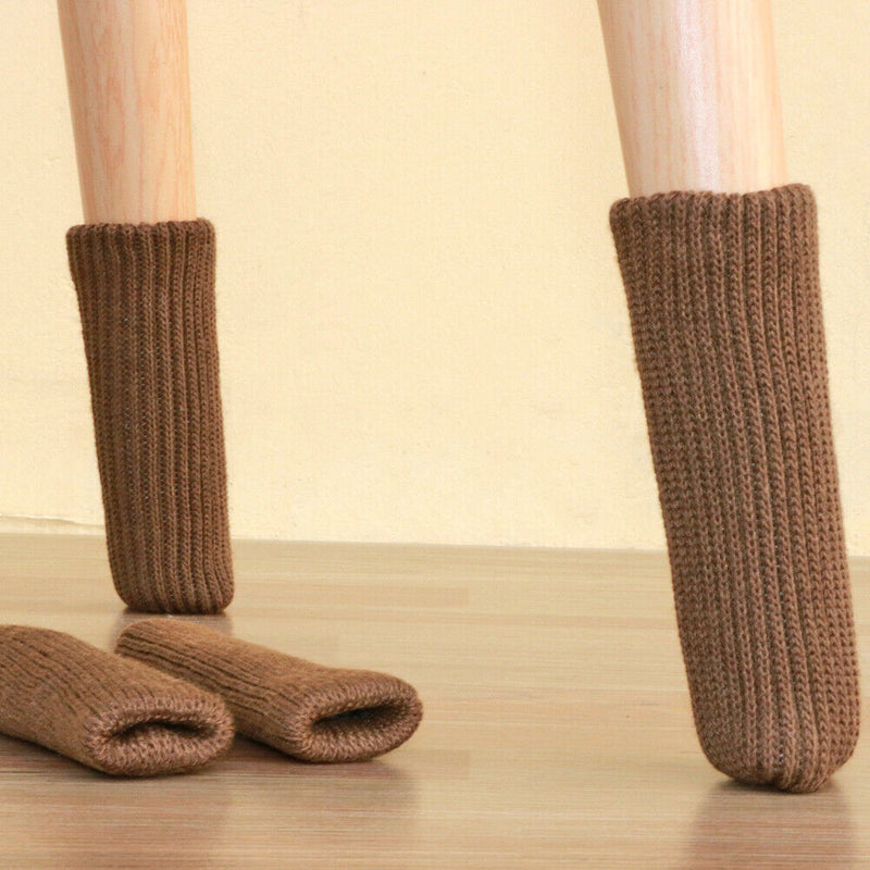 4pcs/set Pure Chair Feet Sock Thickened Table Leg Knitted Cover (Coffee)