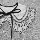 Organza False Collar Women Lace Fashion Sweet Decorative Collar (Black)