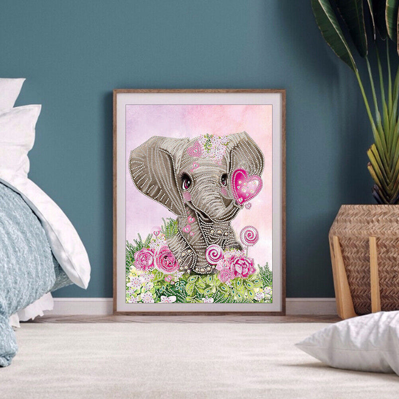 DIY Elephant Partial Special Shape Drill Diamond Painting Picture (YX306) Newly