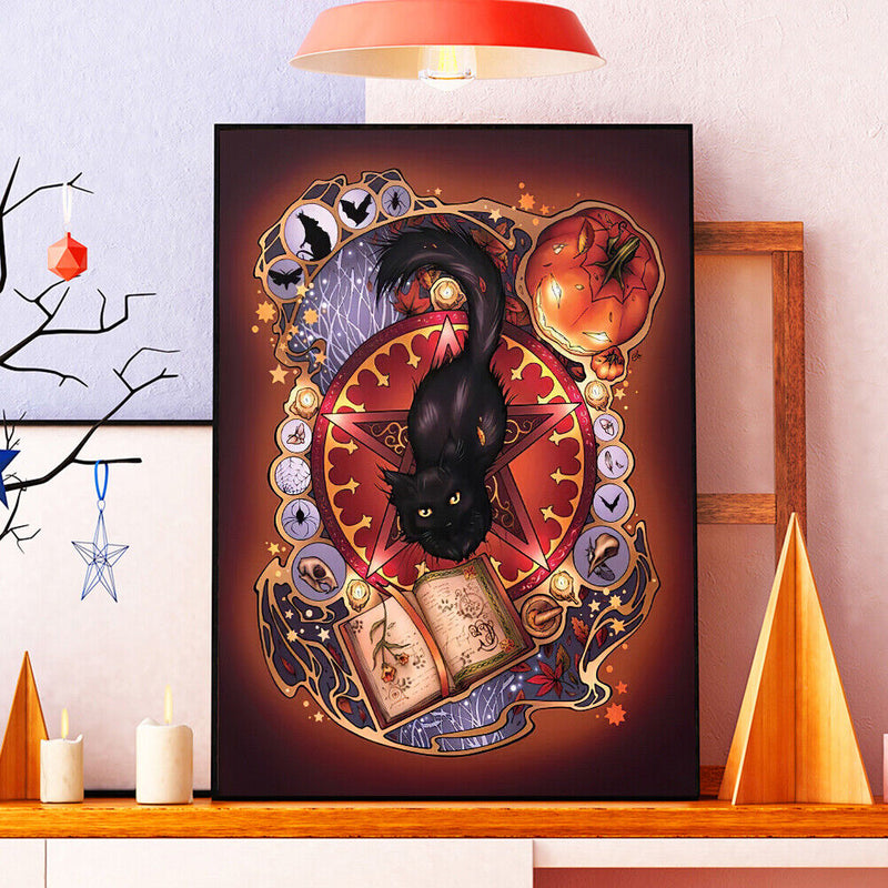 5D DIY Full Round Drill Diamond Painting Kit Halloween Pumpkin Drawing Orname