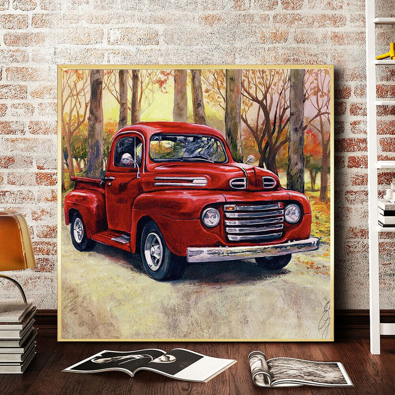 DIY Diamond Painting Kits Full Round Drill Red Car by Woods Home Decoration Gift