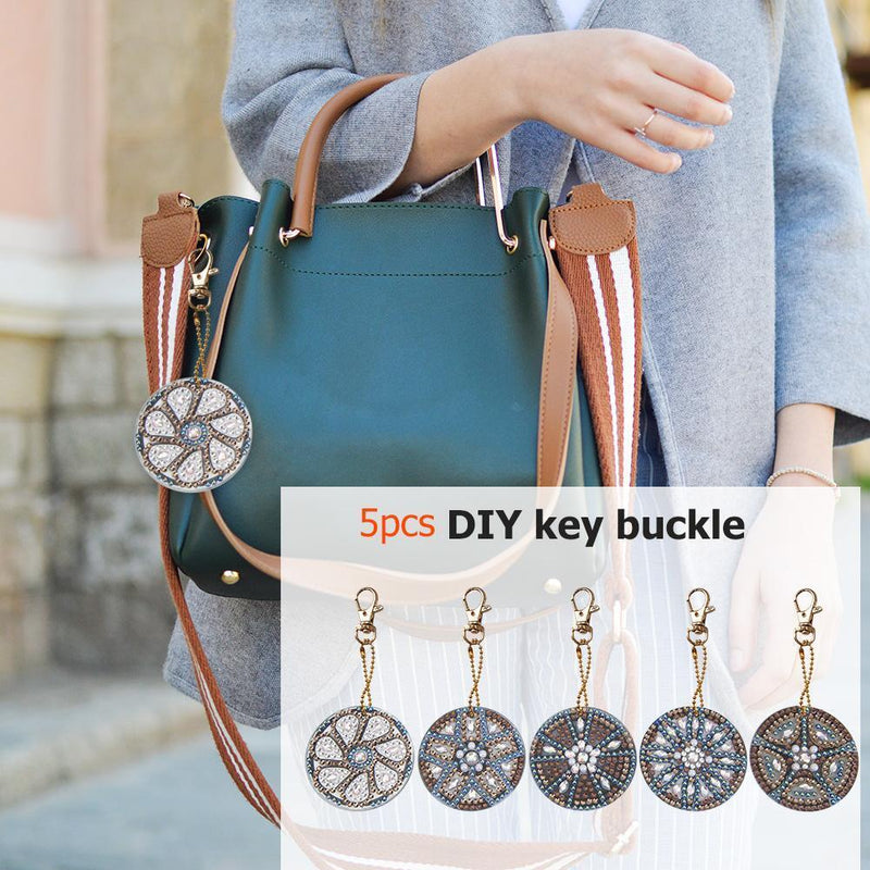 5pcs DIY Wheel Full Drill Special Shaped Diamond Painting Keychains Gifts Newly