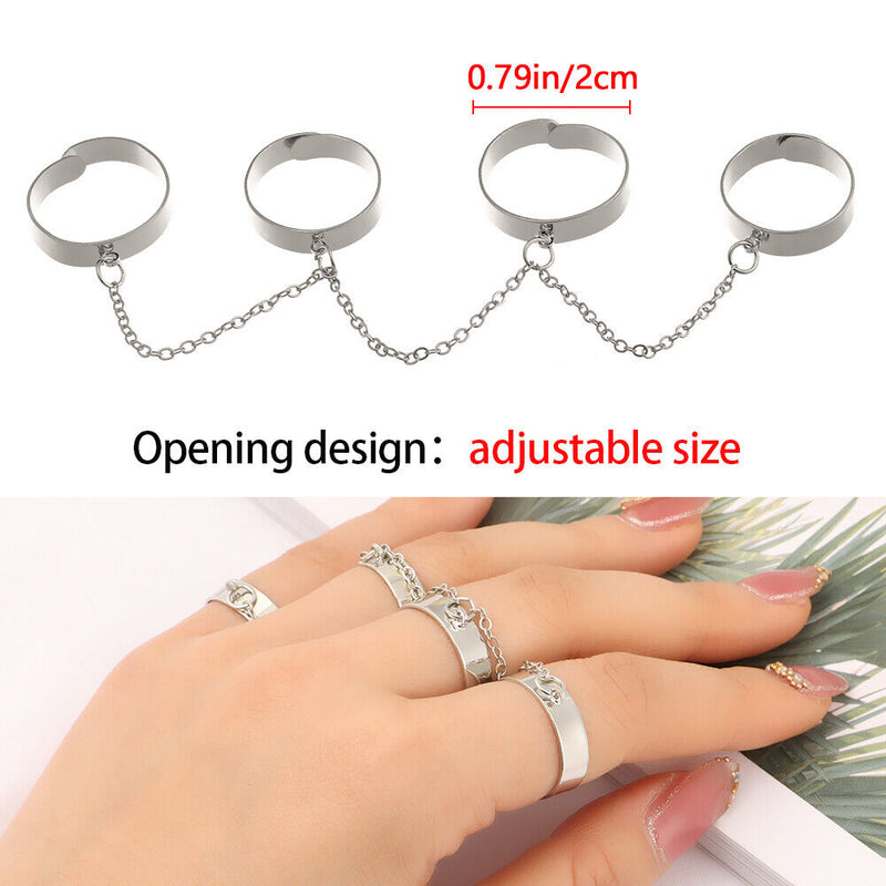Women Open Adjustable Multi-Layer Hip Pop Jewelry Finger Rings Punk