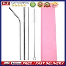 5pcs Stainless Steel Reusable Drinking Straw Set with Cleaner Brush Kitchen T