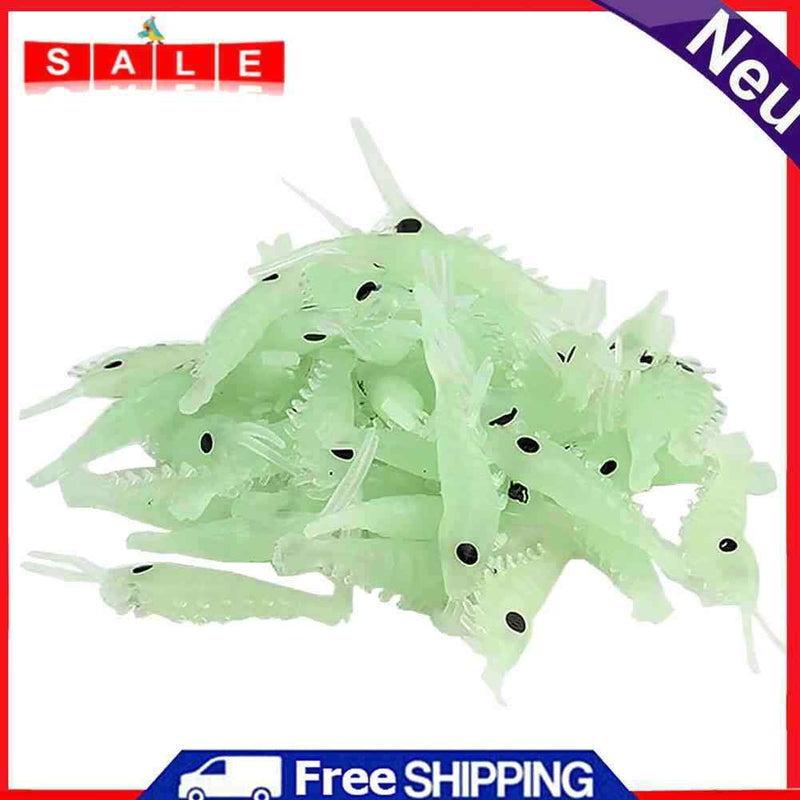 50pcs Luminous Shrimp Soft Lure 3cm Night Fishing Lure Fluorescent Glow Tackle