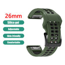 Silicone Sport Band for Garmin Fenix 7X/6X/5X 26mm (Military Green Black) Newly