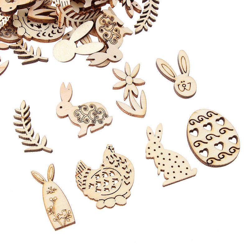 Wooden DIY Craft Wood Slice Easter Rabbit Wood Chips Easter Decorations