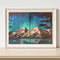 Aurora Night Mountains Oil Paint By Numbers 2 Panels DIY Picture for Adults K