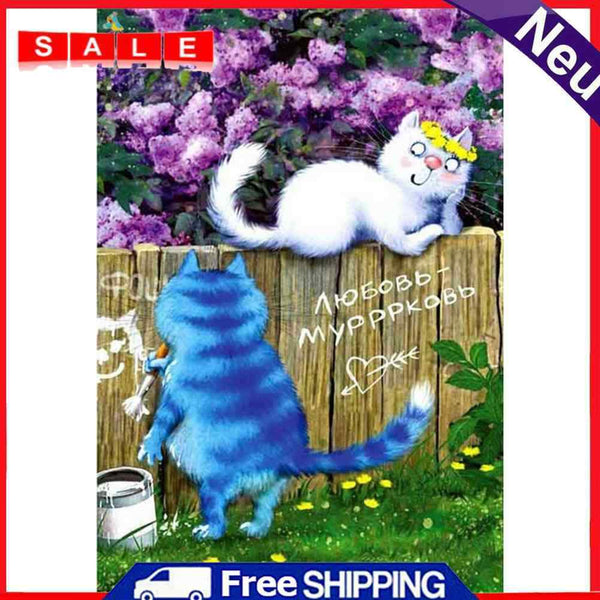 Oil Paint By Numbers Blue Cat Coloring Picture Digital Drawing