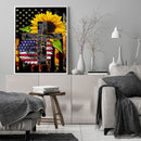 5D Kit Rhinestone DIY US Flag Sunflower Full Round Drill Diamond Painting Gift