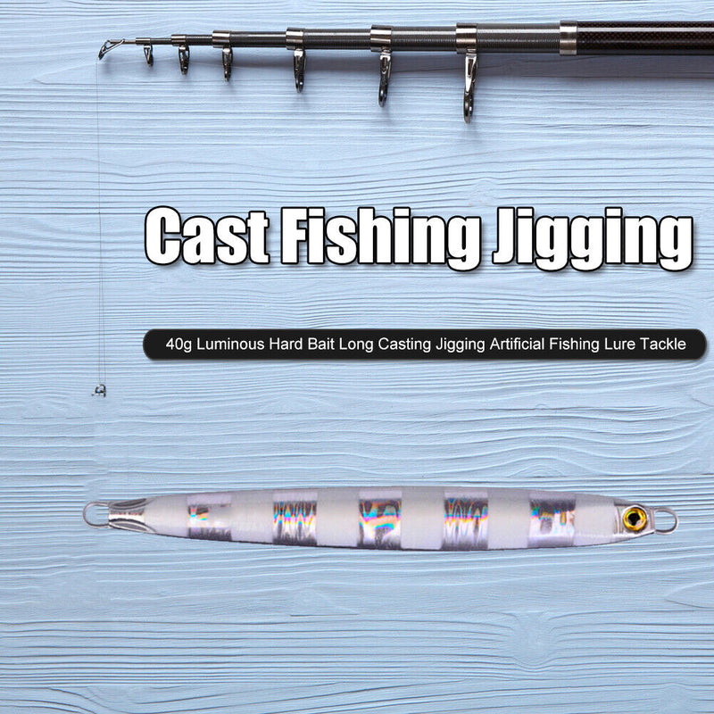 40g Hard Metal Lead Casting Jig Fishing Lure Jigging Luminous Artificial Ba
